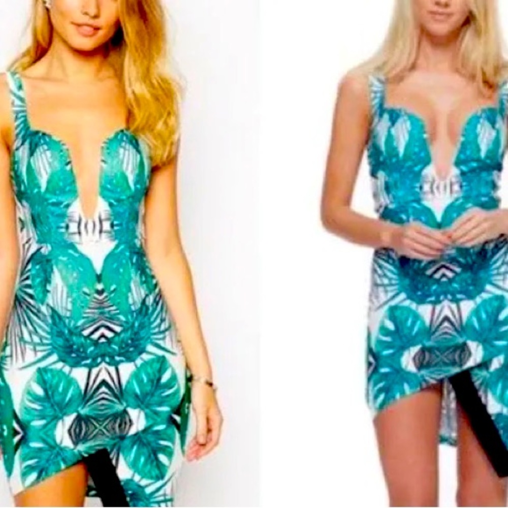 Ginger Fizz green and white palm tree dress